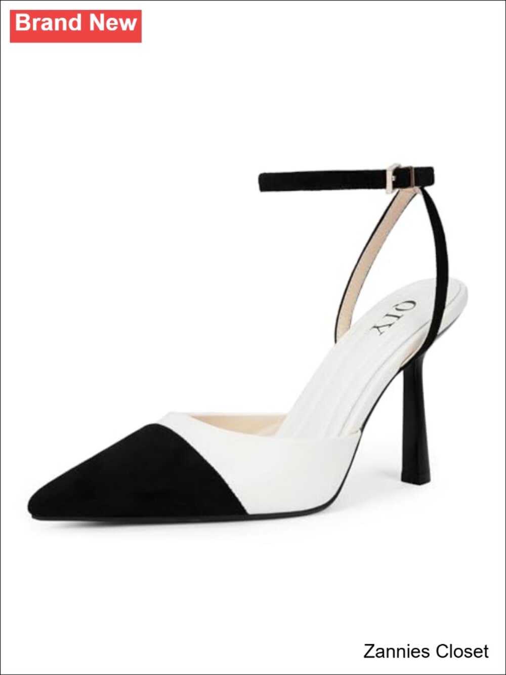 ✨ QIY Women's Closed Toe Stiletto Heel Pump Adjustable Ankle Strap Pointed Toe
